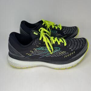 Brooks Black and Neon Yellow Women's Sneakers